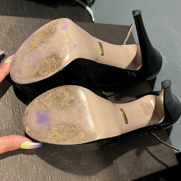 Gucci Black Patent Leather Vernice Crystal/Napa Charlott Nero Size 38 / 8 - Picture 10 of 10